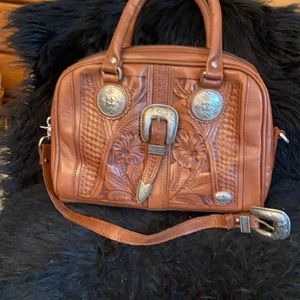 American West Tooled Leather Western Satchel